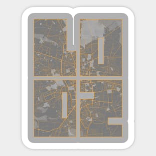 Lodz, Poland City Map Typography - Bauhaus Sticker